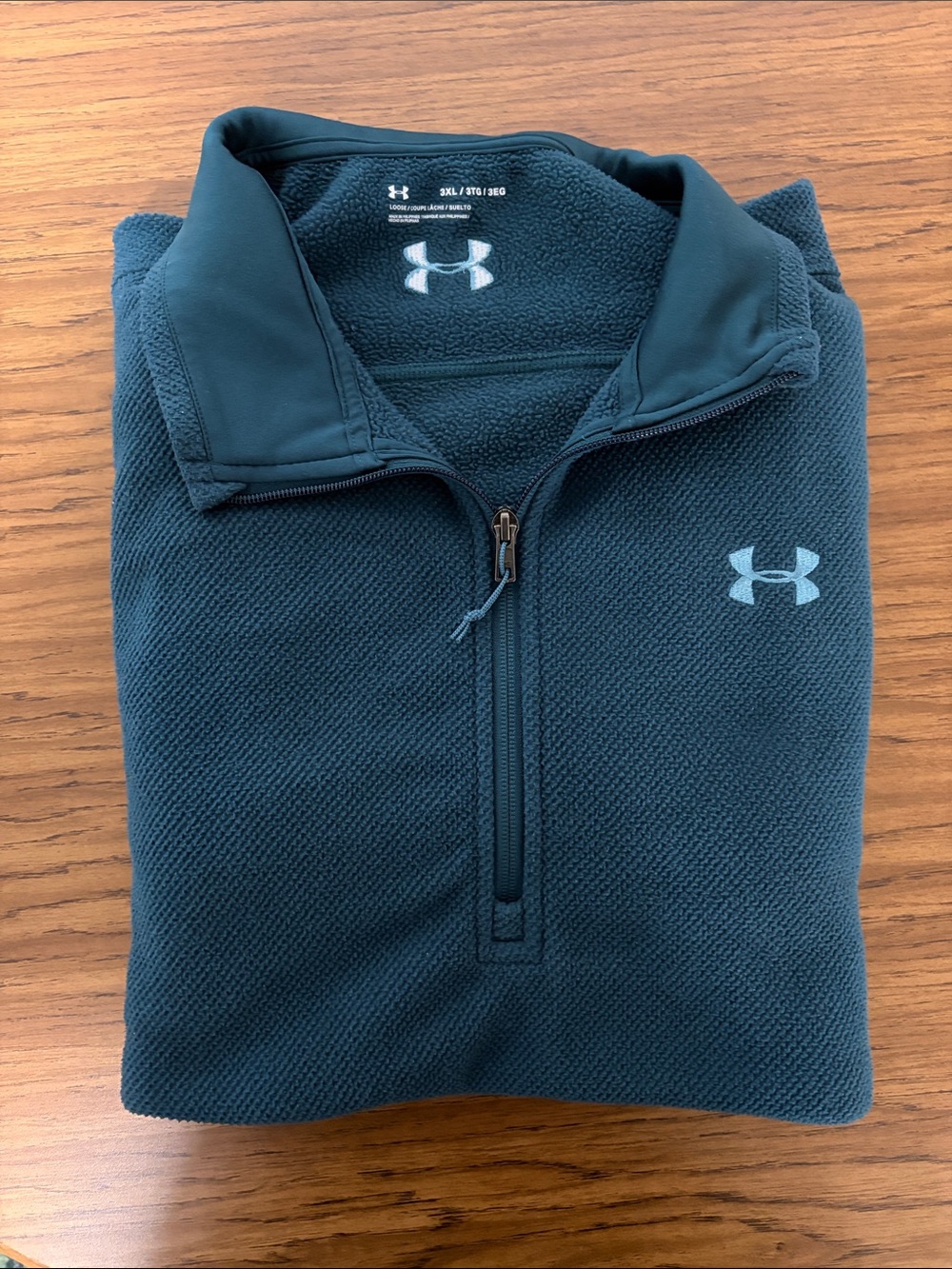 Under Armour teal 1/4 zip textured pullover sweater